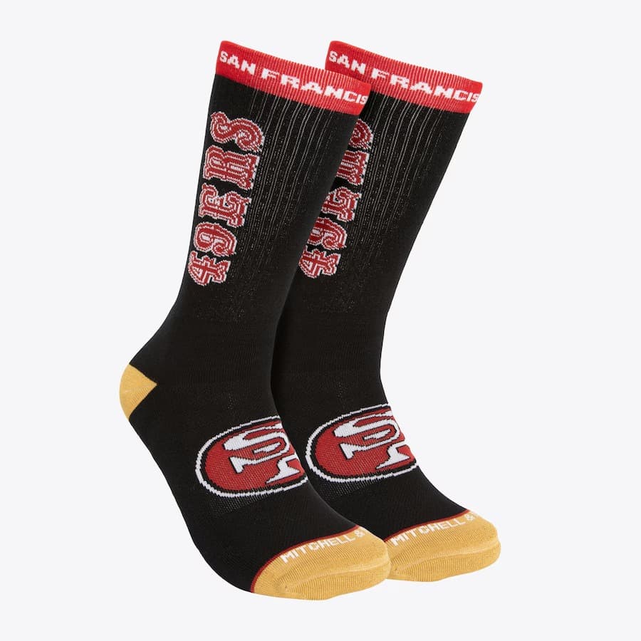 Спортивные носки Mitchell & Ness Black San Francisco 49ers Team Stripes Crew Socks