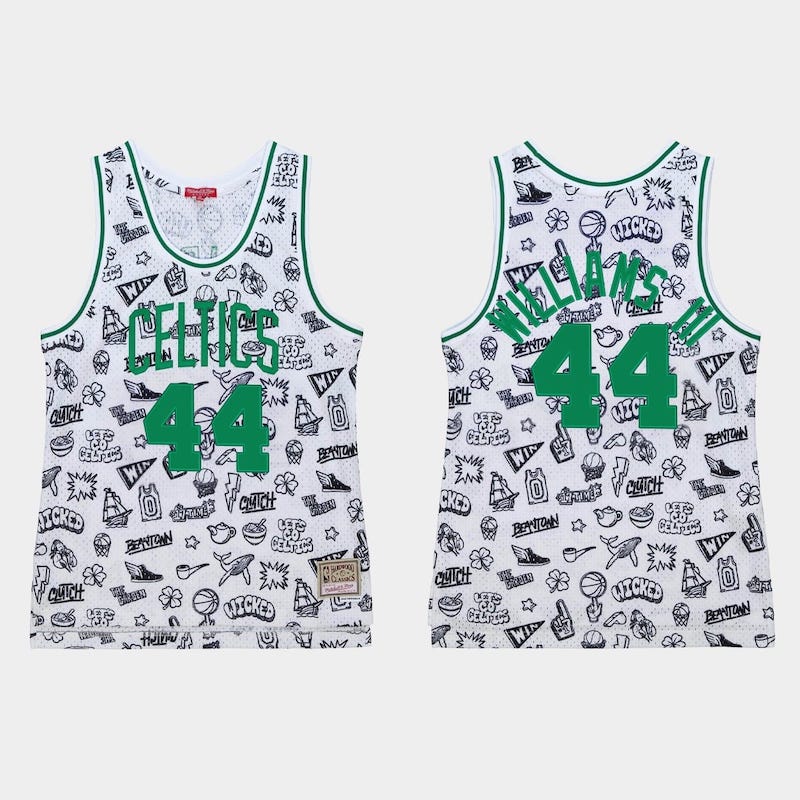 Баскетбольная джерси 1985-86 Boston Celtics #44 Robert Williams III White Doodle Jersey