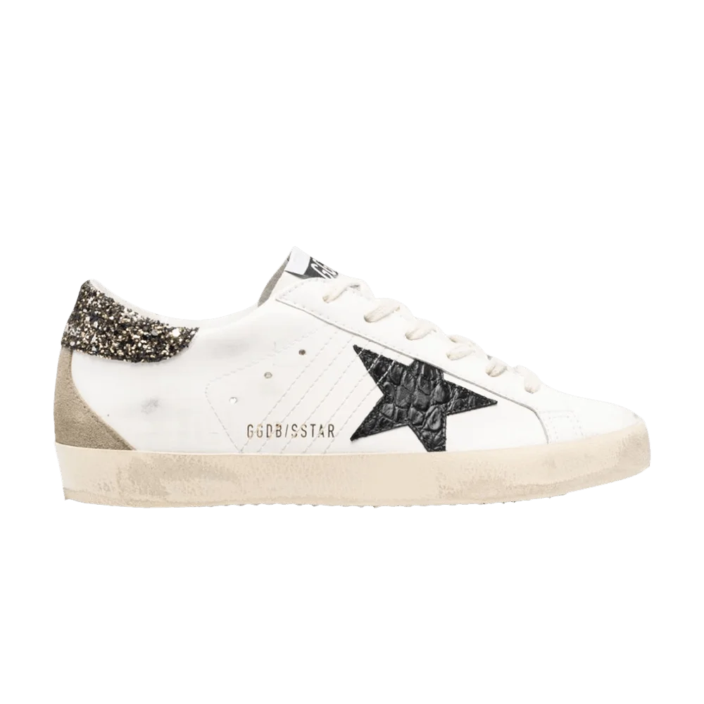 Krossovki-Golden-Goose-Wmns-Superstar-White-Black-Croc-Glitter