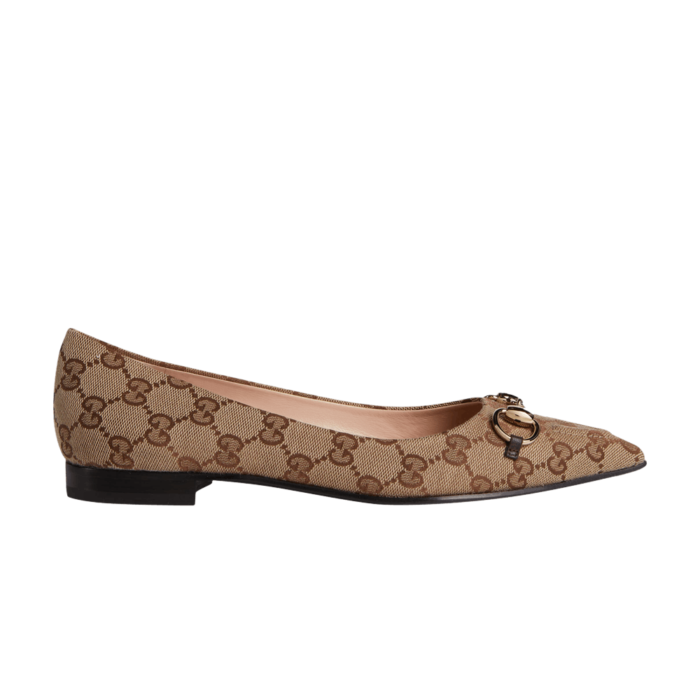 Кроссовки Gucci Wmns Slingback Ballet Flat 'GG Canvas - Beige Ebony'