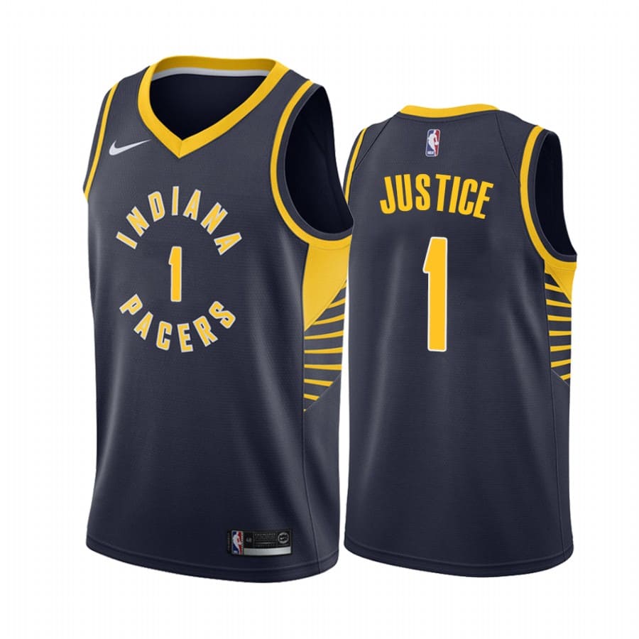 Баскетбольная джерси 2020-21 Indiana Pacers #1 T.J. Warren Justice Icon Edition Navy Swingman Jersey