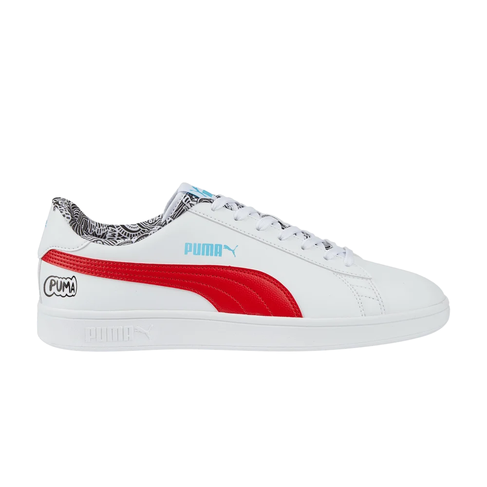 Krossovki-Puma-Smash-V2-Me-Happy-White-Red