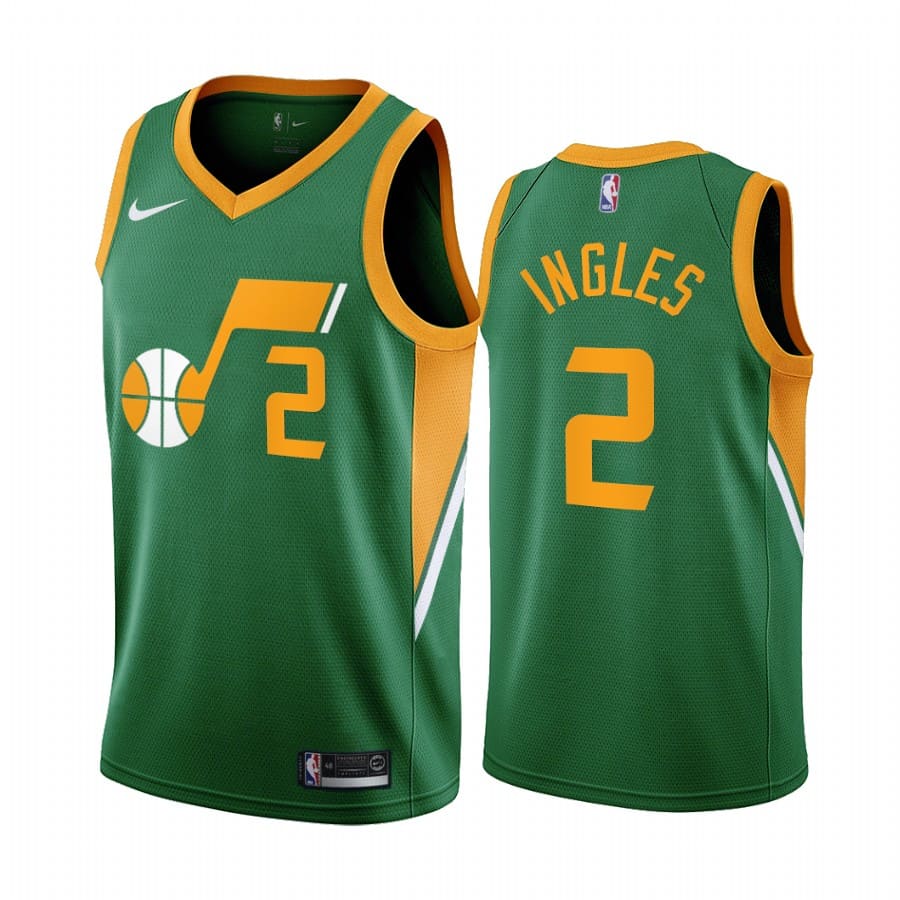Баскетбольная джерси 2020-21 Utah Jazz #2 Joe Ingles Earned Edition Green Swingman Jersey