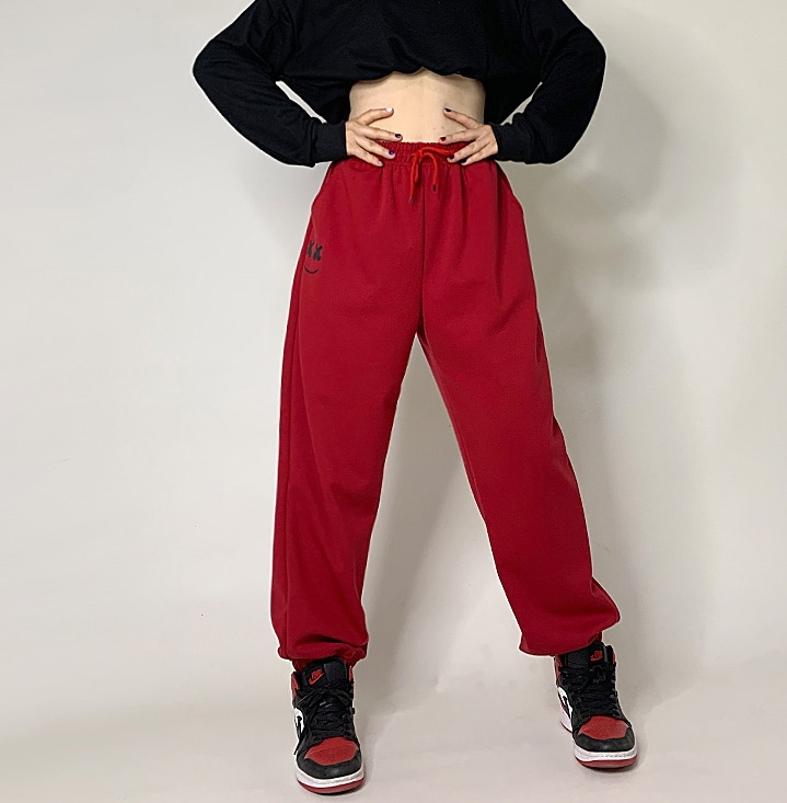 Спортивные брюки 2020 Smile Hip-hop Style Sweatpants Red