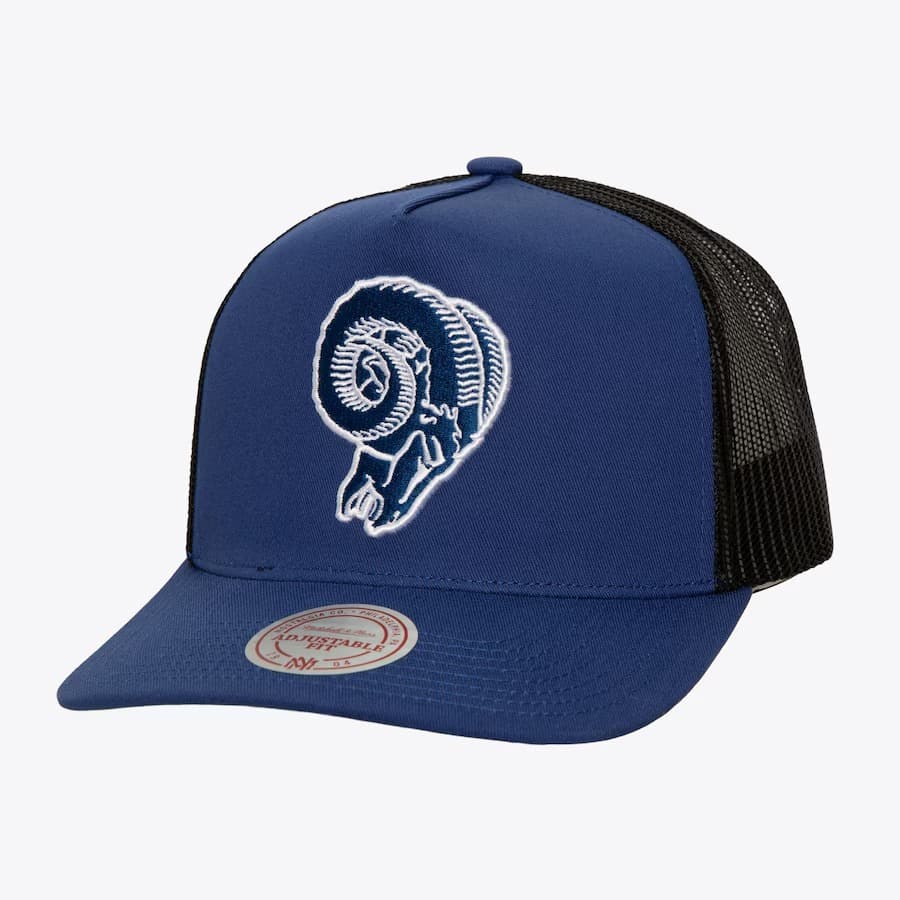 Бейсболка Mitchell & Ness Navy Los Angeles Rams Core Trucker Snapback Hat