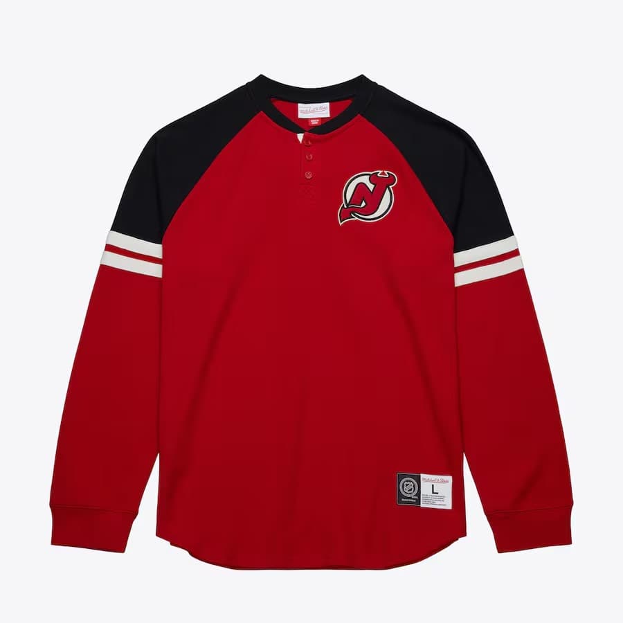 Лонгслив Mitchell & Ness Red New Jersey Devils Thermal Henley Top