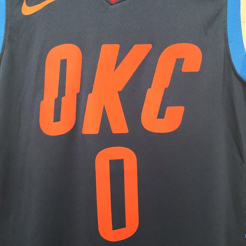 Баскетбольная джерси 2017-18 Russell Westbrook Oklahoma City Thunder #0 Statement Navy