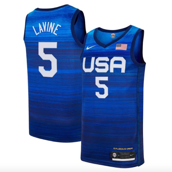 Баскетбольная джерси USA Basketball #5 Zach LaVine Nike Player Navy Jersey