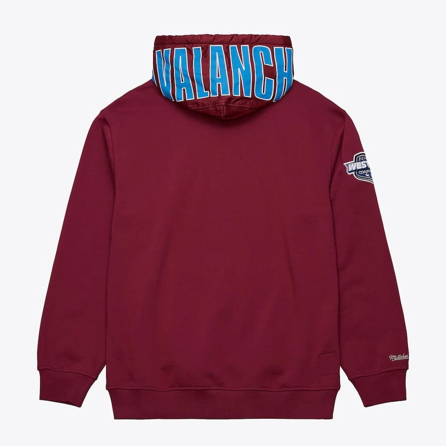 Худи Mitchell & Ness Cardinal Colorado Avalanche Polar Fleece Quarter-Zip Pullover Hoodie
