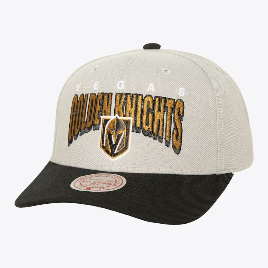 Бейсболка Mitchell & Ness Gray Vegas Golden Knights Boom Text Pro Snapback Hat