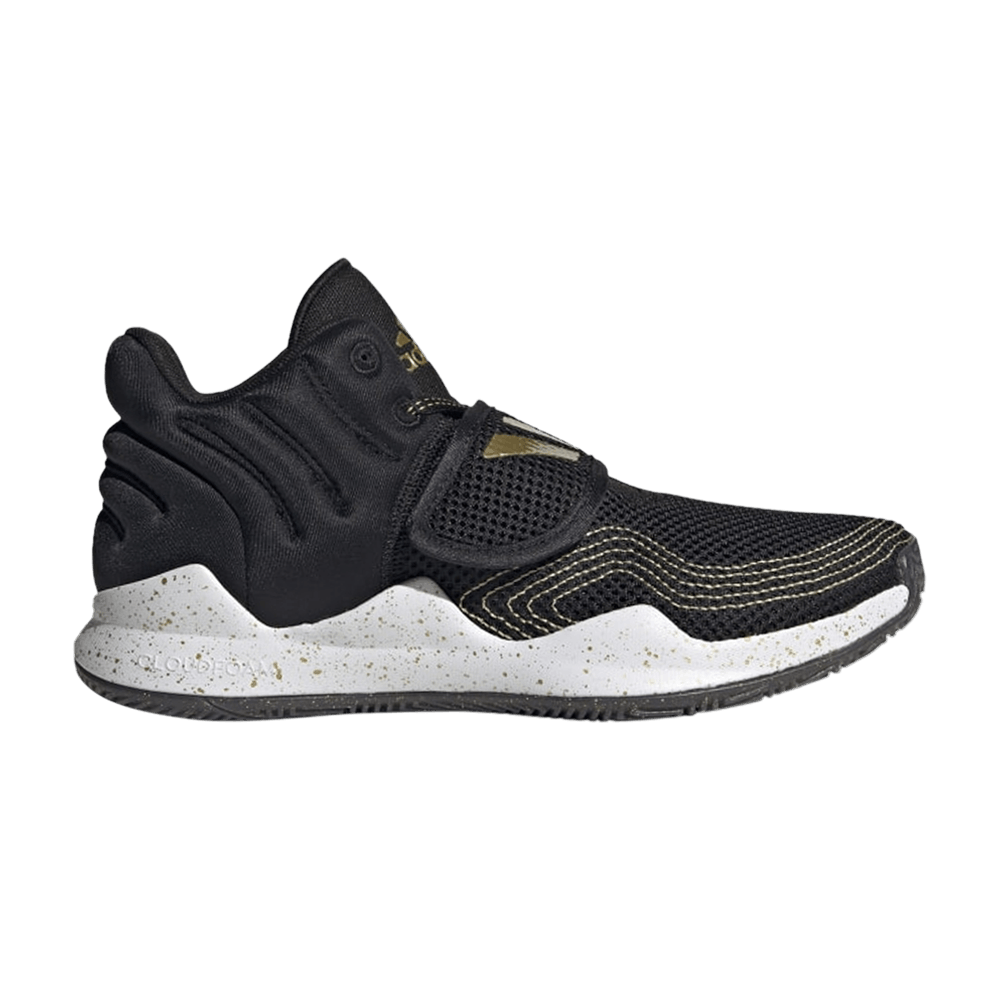 Кроссовки Adidas Deep Threat Primeblue J 'Black Gold Metallic Splatter'