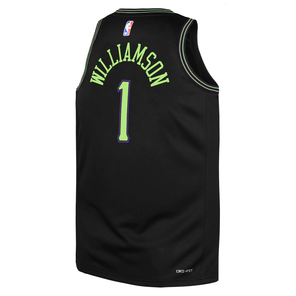 Баскетбольная джерси 2023-24 New Orleans Pelicans Zion Williamson #1 Youth Swingman City Edition Black Jersey