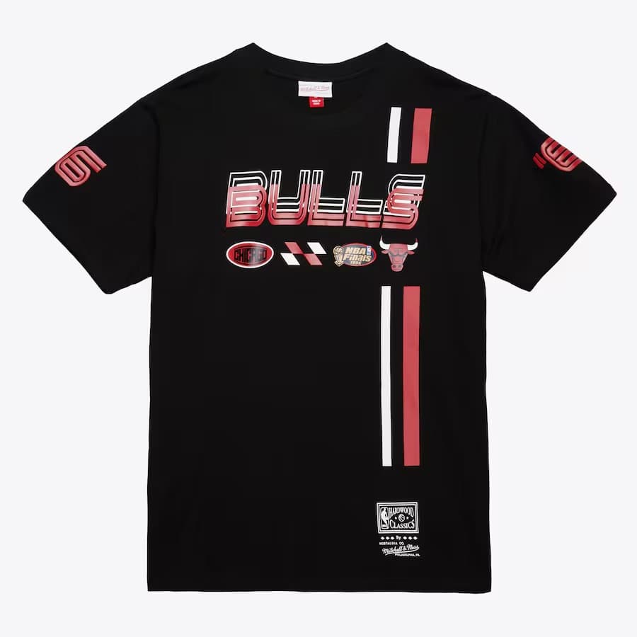 Футболка Mitchell & Ness Black Chicago Bulls Speedway Blurred T-Shirt