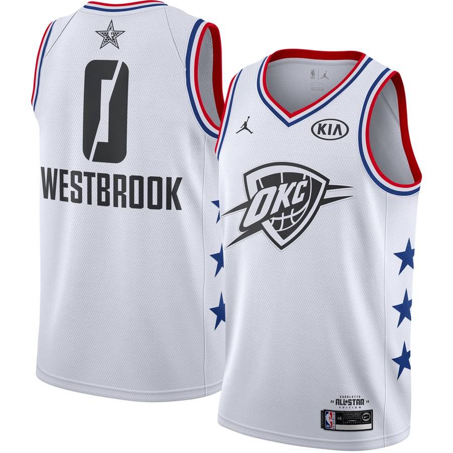 Баскетбольная джерси 2019 NBA All-Star Russell Westbrook Thunder #0 White Swingman Jersey