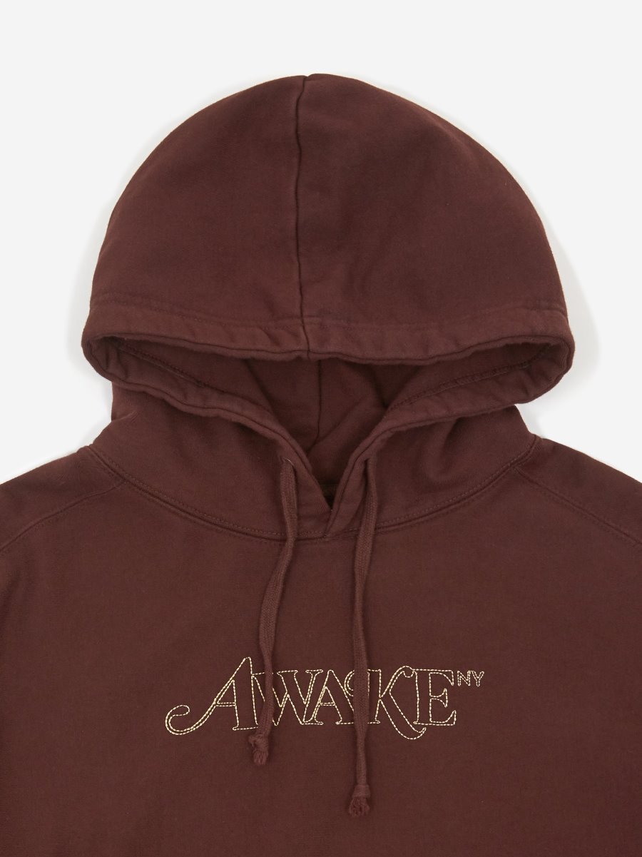 Худи Awake Classic Outline Logo Paneled Embroidered Hoodie Brown