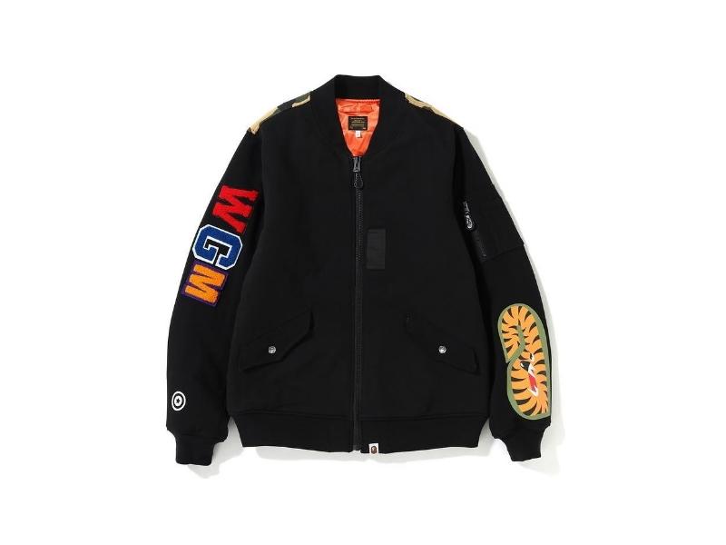 Куртка BAPE 1st Camo Shark Sweat MA-1 Black/Yellow