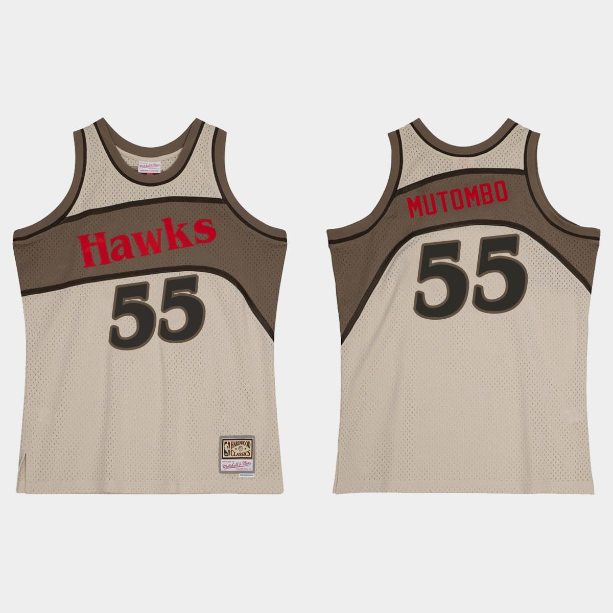 Баскетбольная джерси Atlanta Hawks #55 Dikembe Mutombo Hardwood Classics Gray Jersey