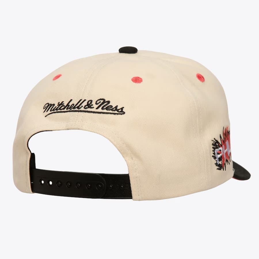 Бейсболка Mitchell & Ness Cream Philadelphia 76ers Hardwood Classics Overspray Pro Crown Snapback Hat