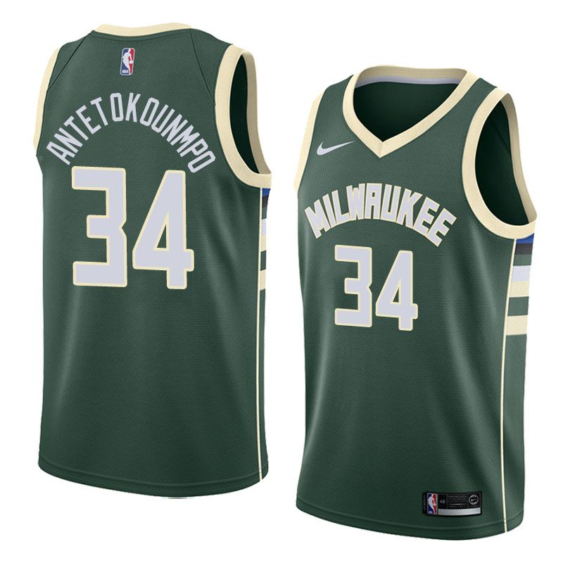 Баскетбольная джерси 2017-18 Giannis Antetokounmpo Bucks #34 Icon Green