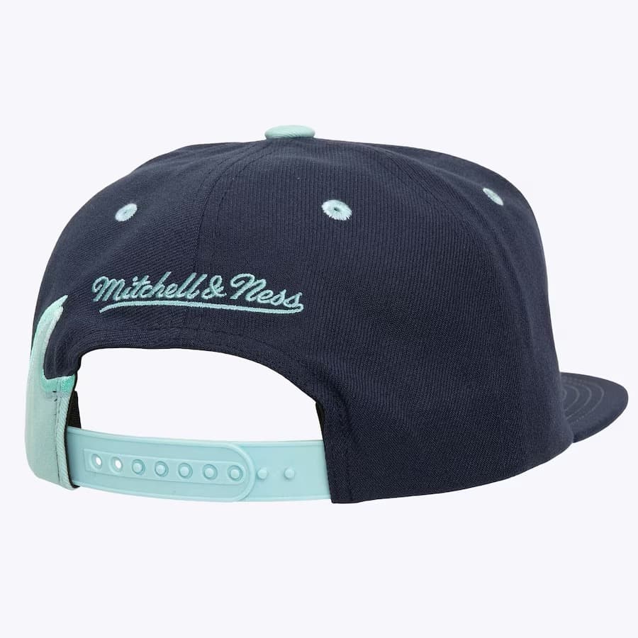 Бейсболка Mitchell & Ness Deep Sea Blue Seattle Kraken Rising Tide OG Snapback Hat