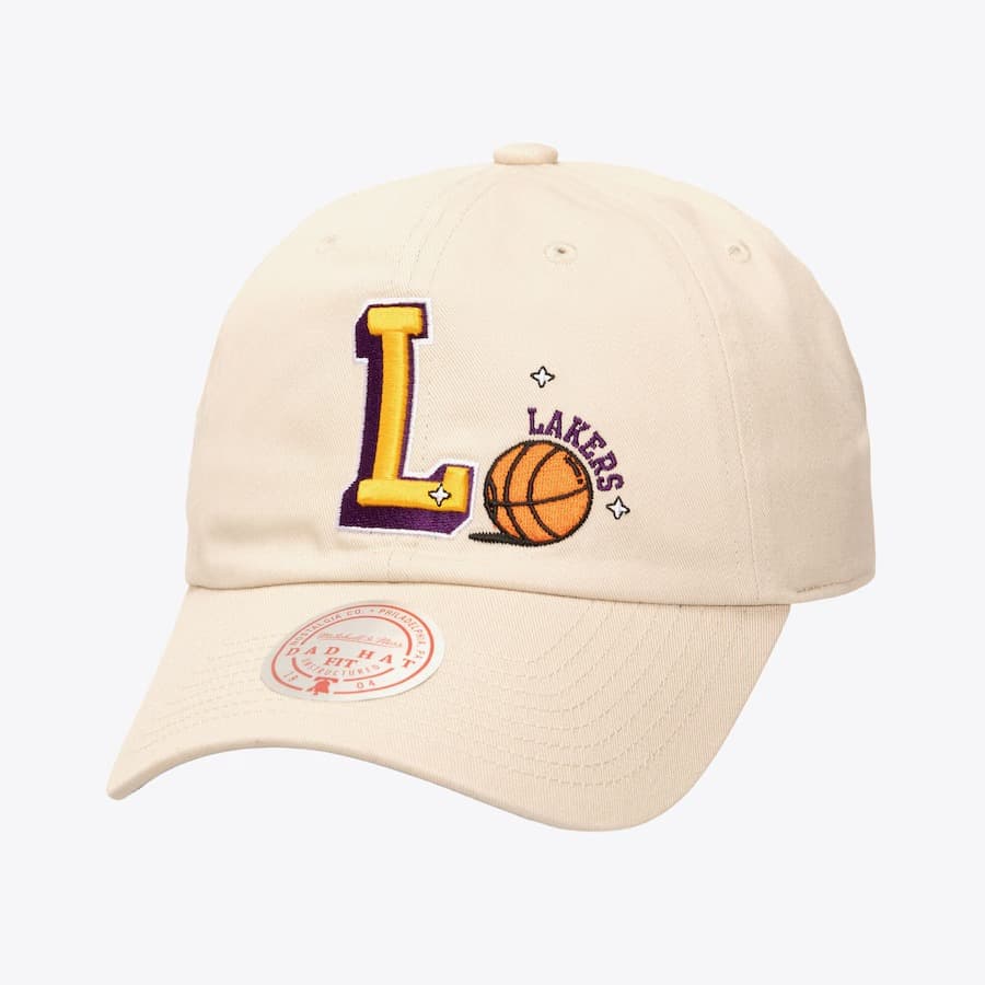 Бейсболка Mitchell & Ness Cream Los Angeles Lakers Hardwood Classics Sswagger Adjustable Hat