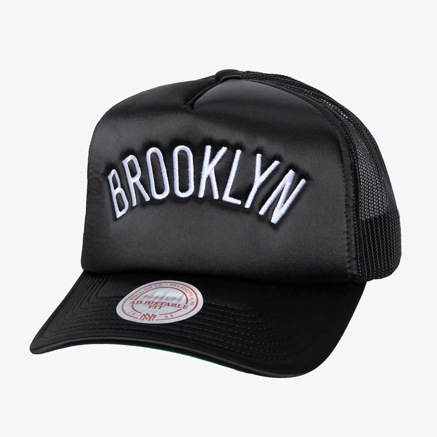 Mitchell-Ness-Black-Brooklyn-Nets-Satin-Trucker-Snapback-Hat