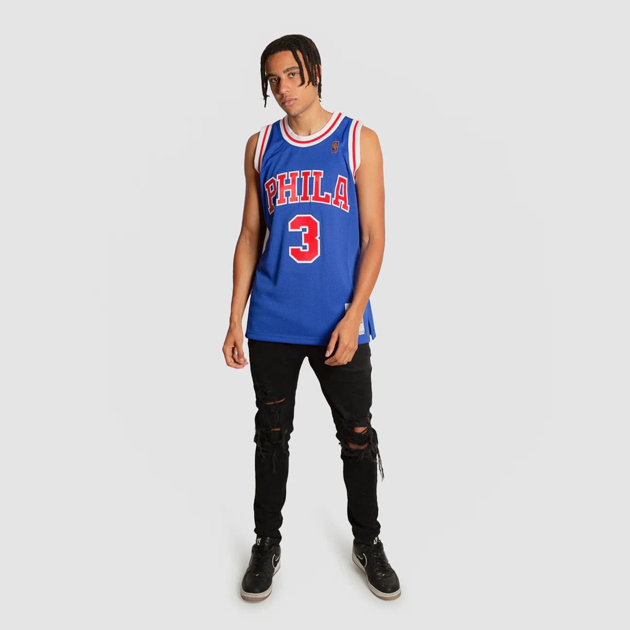 Баскетбольная джерси 1996-97 Philadelphia 76ers Allen Iverson #3 Swingman Hardwood Classics Blue Jersey