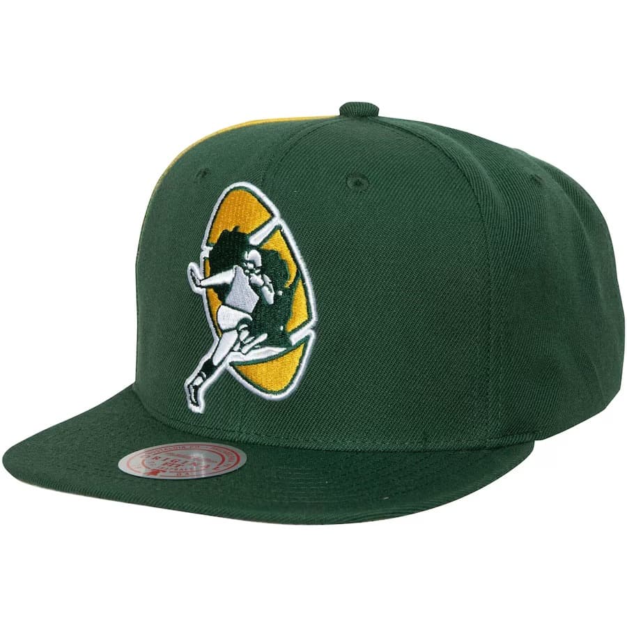 Бейсболка Mitchell & Ness Green Green Bay Packers Tapestry Snapback Hat