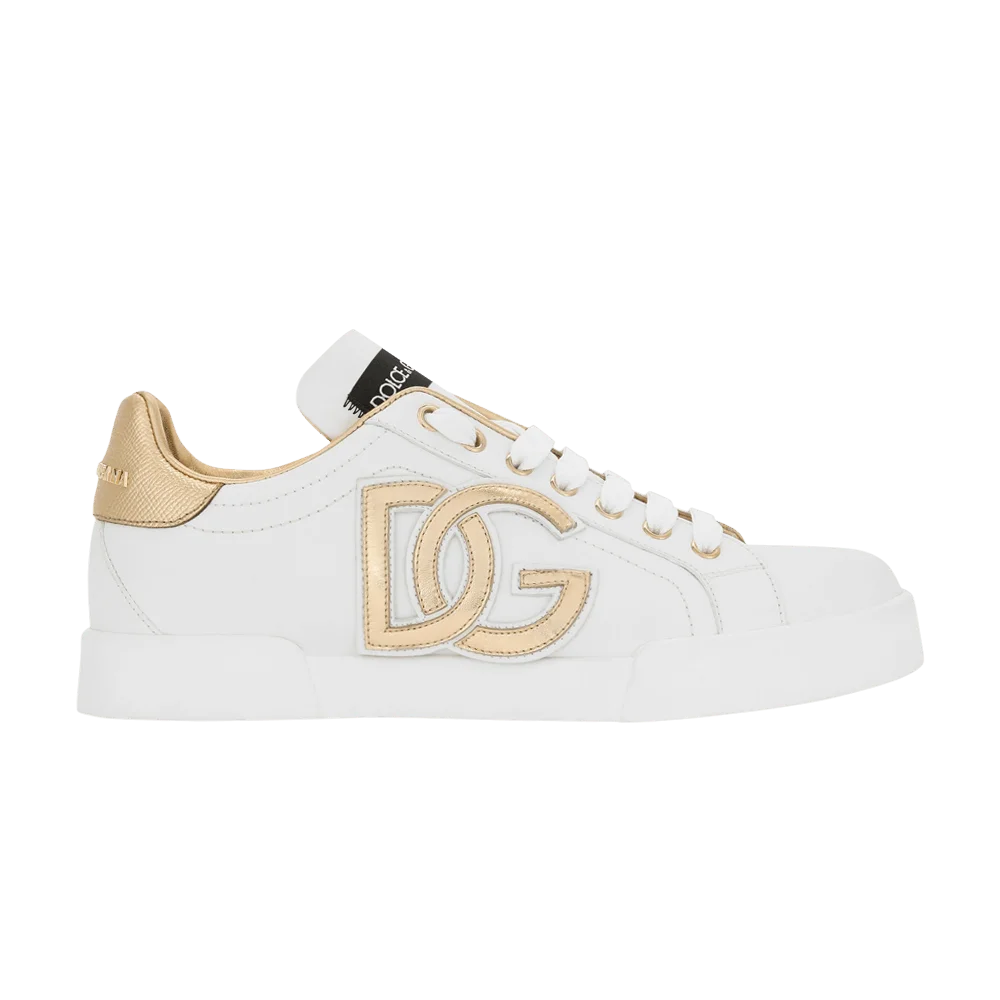 Krossovki-Dolce-Gabbana-Wmns-Portofino-White-Gold-Logo