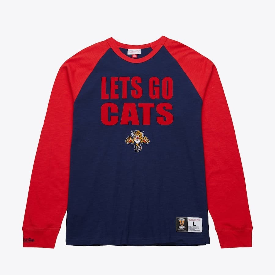 Лонгслив Mitchell & Ness Navy Florida Panthers Vintage Logo Legendary Slub Long Sleeve T-Shirt