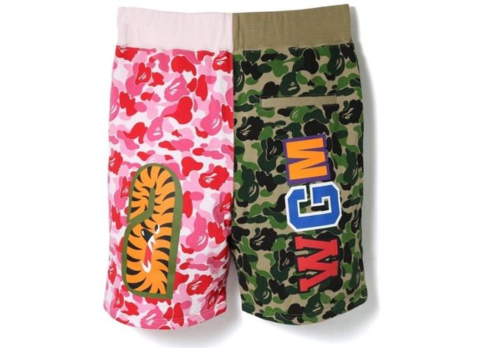 Спортивные шорты BAPE ABC Split Shark Shorts Green Pink