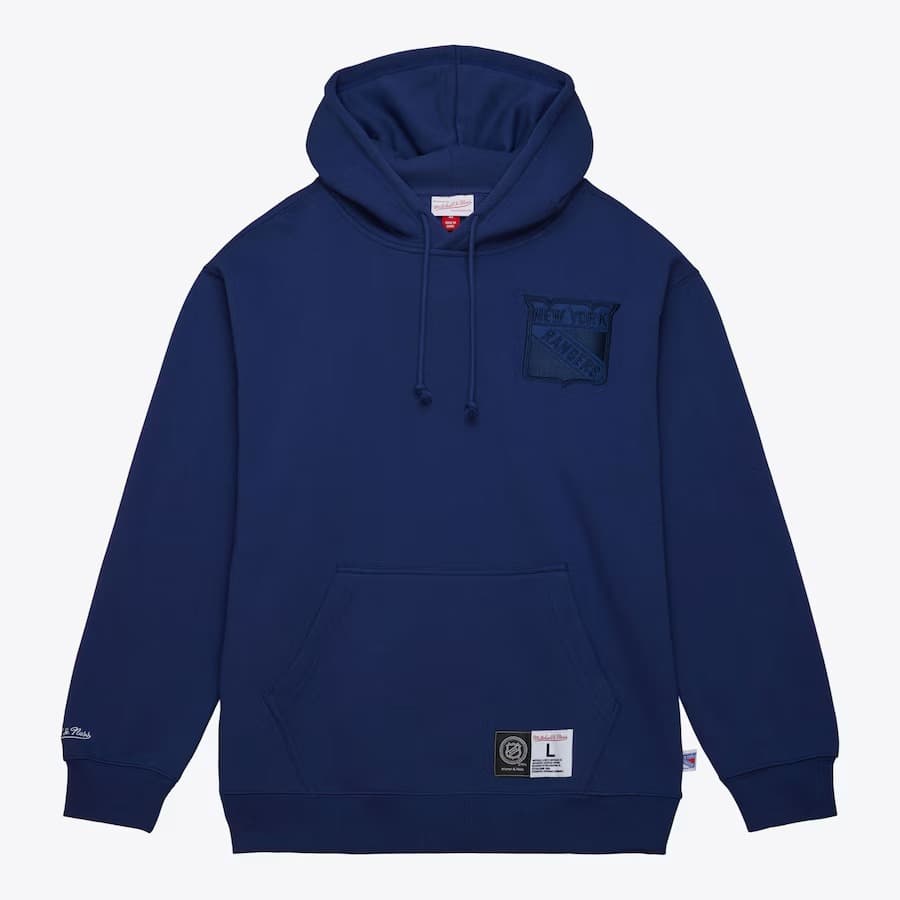 Худи Mitchell & Ness Navy New York Rangers Tonal Logo Heavyweight Fleece Pullover Hoodie