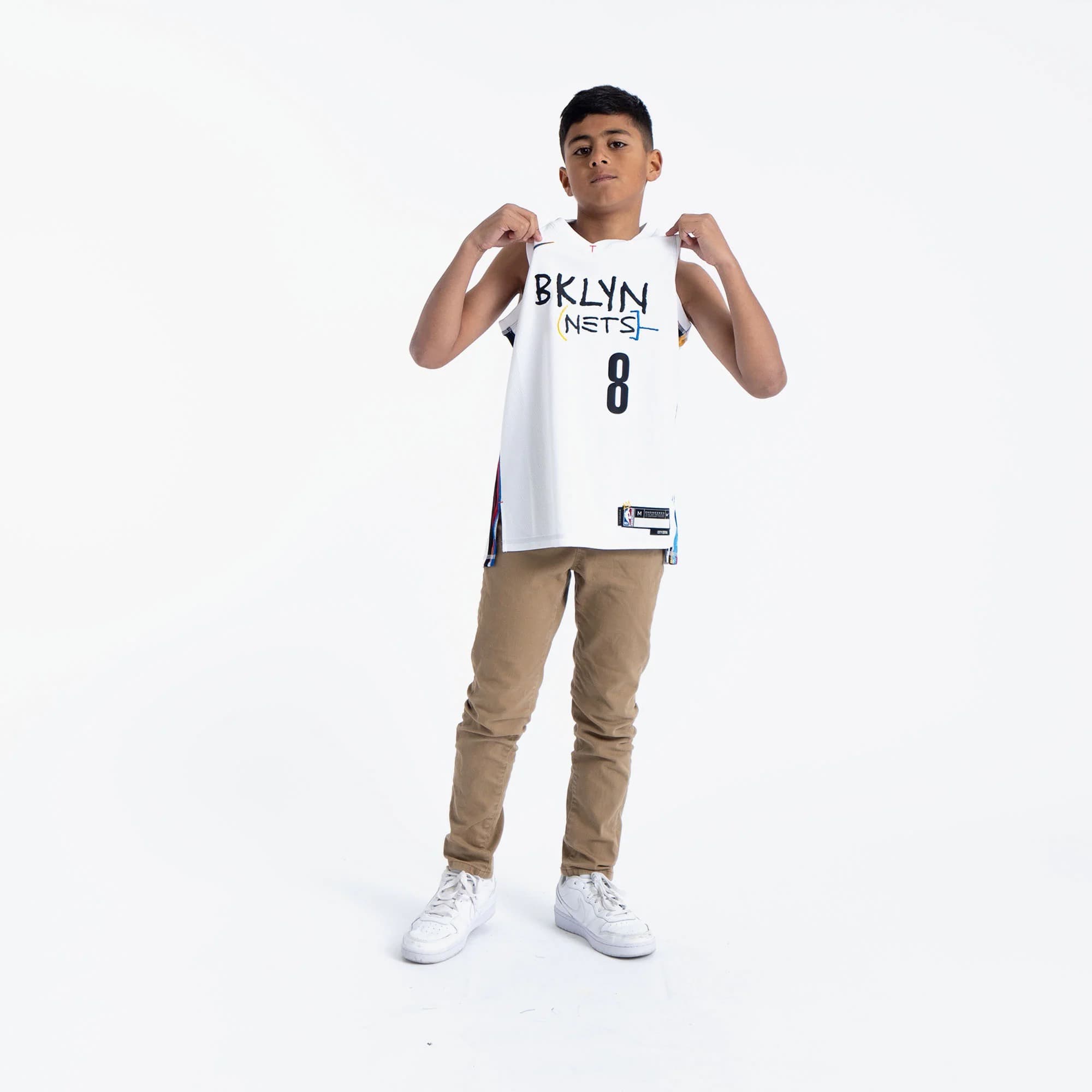 Баскетбольная джерси 2022-2023 Brooklyn Nets Patty Mills # 8 Youth Swingman City Edition White Jersey