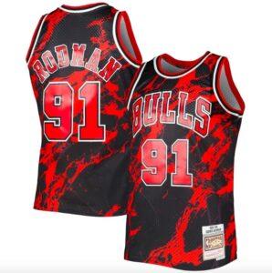 1995-96-Chicago-Bulls-91-Dennis-Rodman-Mitchell-Ness-Marble-Black-Jersey-1-298x300