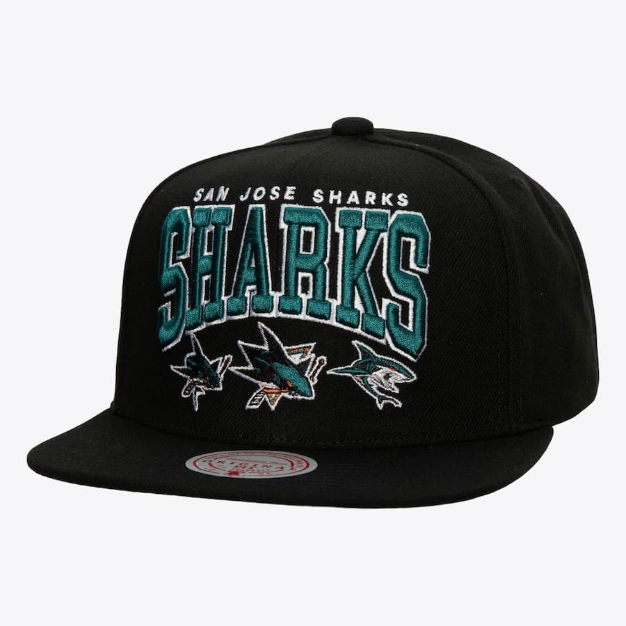 Бейсболка Mitchell & Ness Black San Jose Sharks Champ Stack Snapback Hat