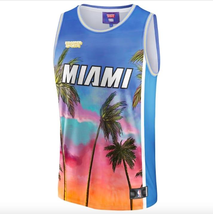 Баскетбольная джерси Miami Heat NBA & KidSuper Studios by Fanatics Hometown Blue Jersey