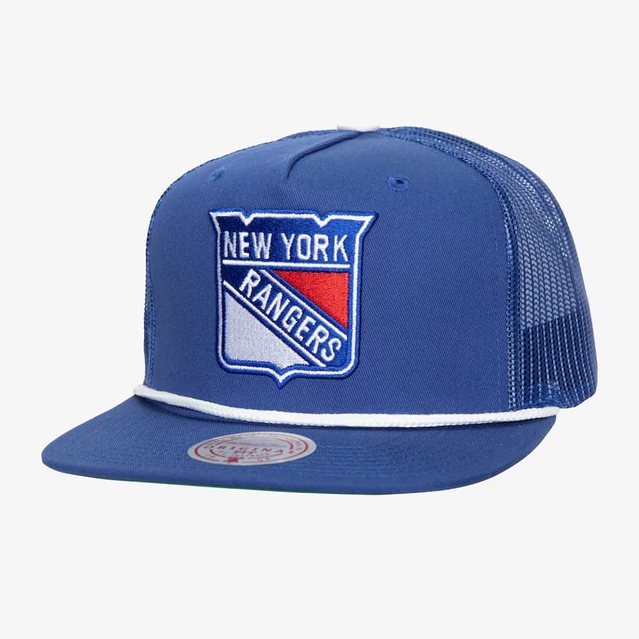 Бейсболка Mitchell & Ness Blue New York Rangers Roper Trucker Adjustable Hat