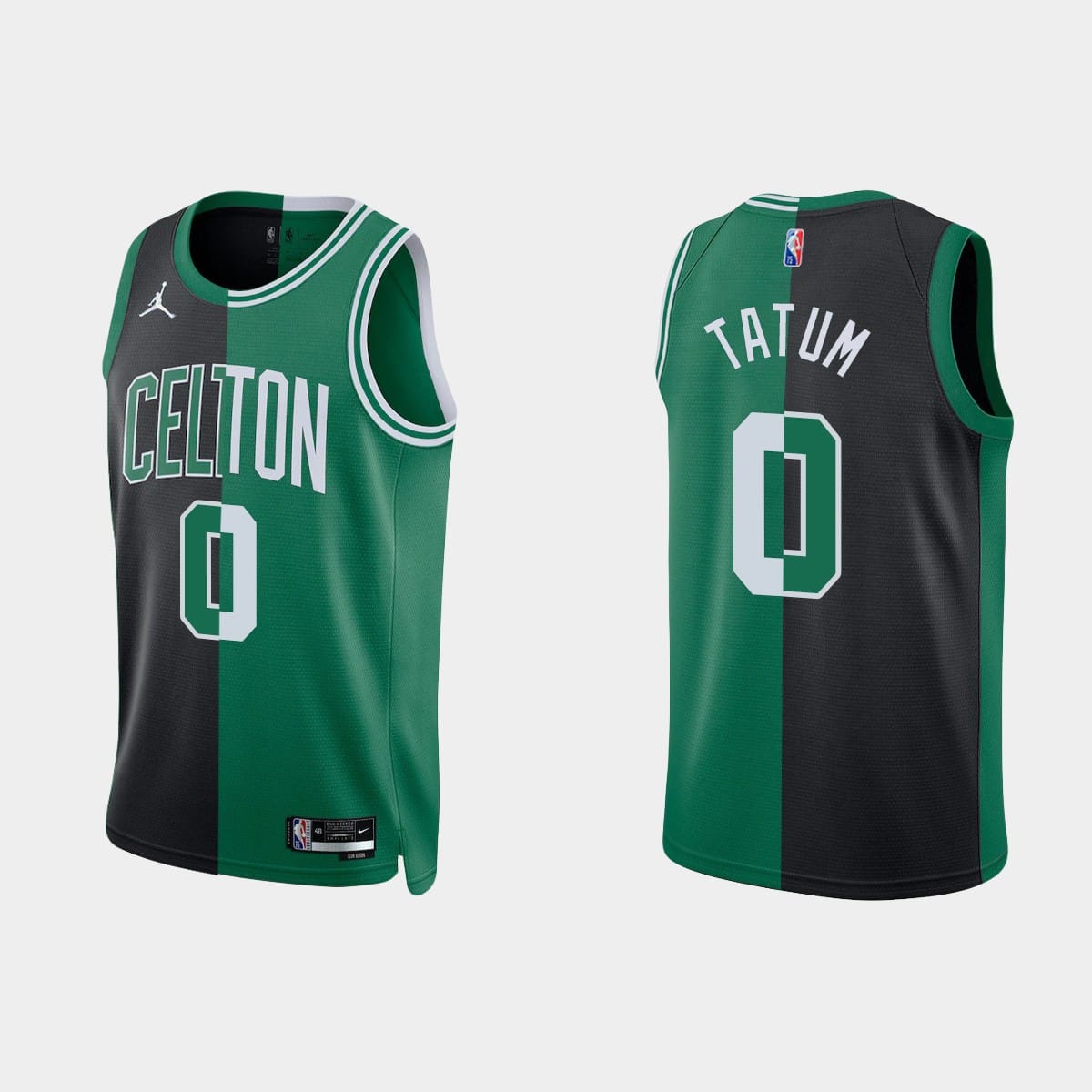 Баскетбольная джерси Boston Celtics #0 Jayson Tatum Split NBA 75th Black Green Jersey
