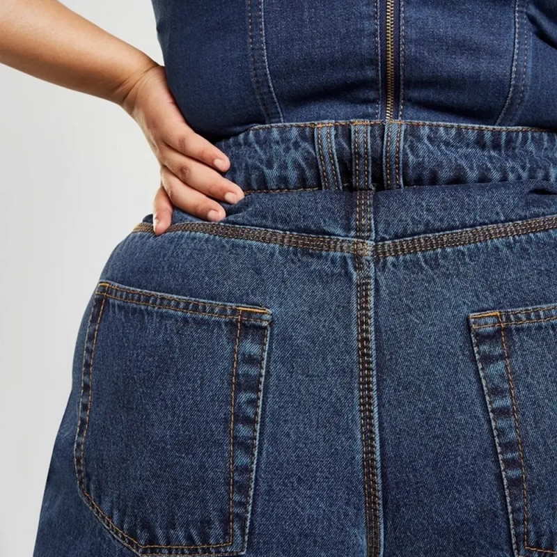 Спортивные брюки adidas Ivy Park Denim Wide-Leg Snap Pants (Plus Size) Dark Denim