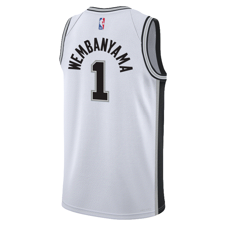 Баскетбольная джерси 2023-24 San Antonio Spurs Victor Wembanyama #1 Youth Swingman Association Edition White Jersey