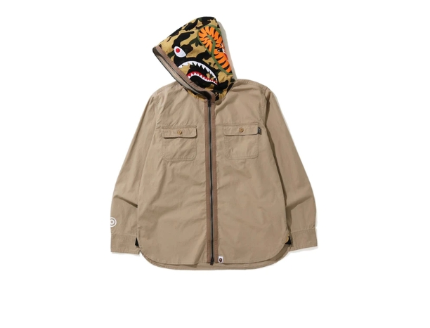 Рубашка BAPE 1st Camo Shark Hoodie Shirt Beige