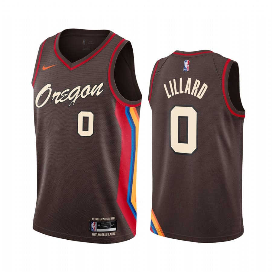 Баскетбольная джерси 2020-21 Portland Trail Blazers #0 Damian Lillard City Edition Chocolate Swingman Jersey