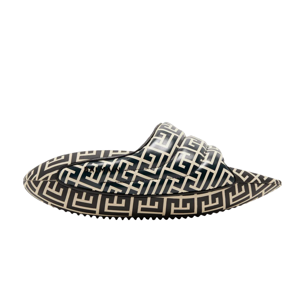 Balmain-Wmns-B-IT-Quilted-Leather-Mules-Bicolor-Monogram-Black-White