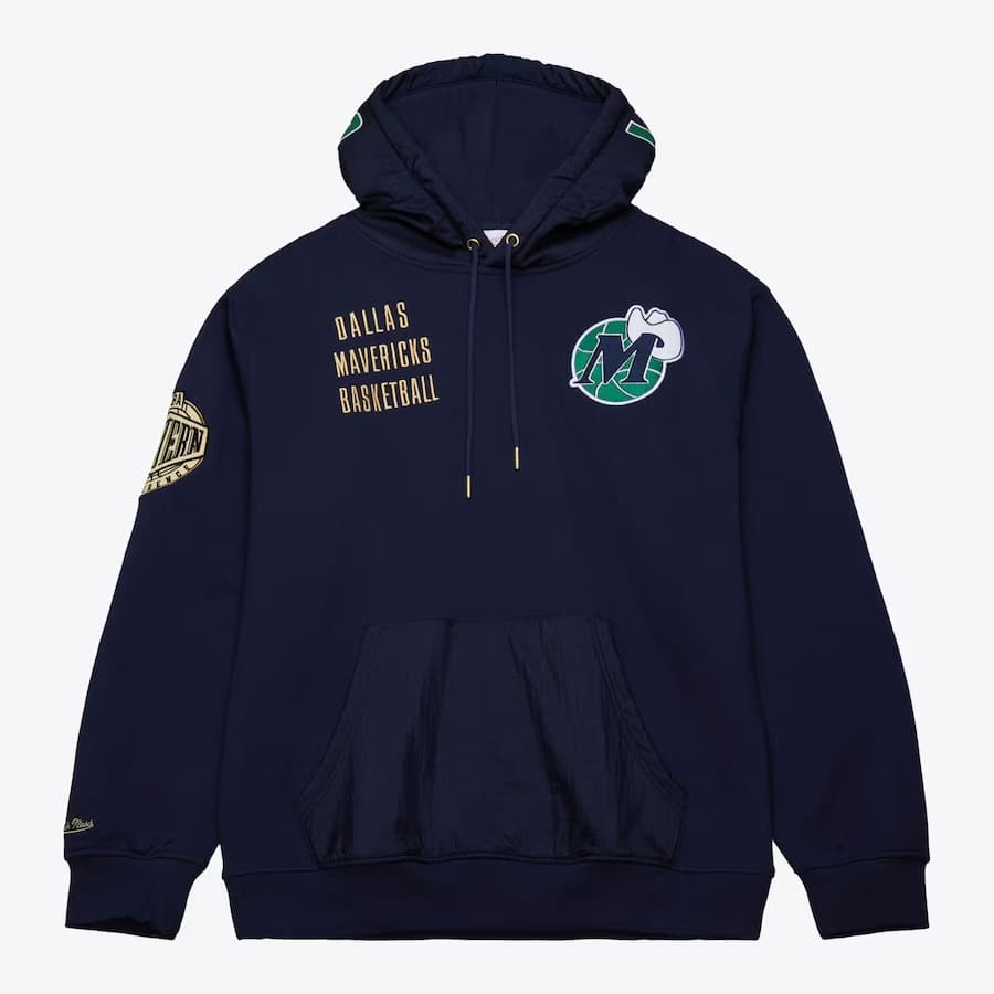 Худи Mitchell & Ness Navy Dallas Mavericks Team OG 2.0 Vintage Logo Fleece Pullover Hoodie