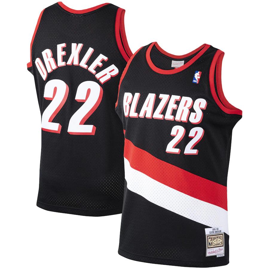 Баскетбольная джерси 1991-92 Mitchell & Ness #22 Clyde Drexler Black Portland Trail Blazers Hardwood Classics Swingman Jersey