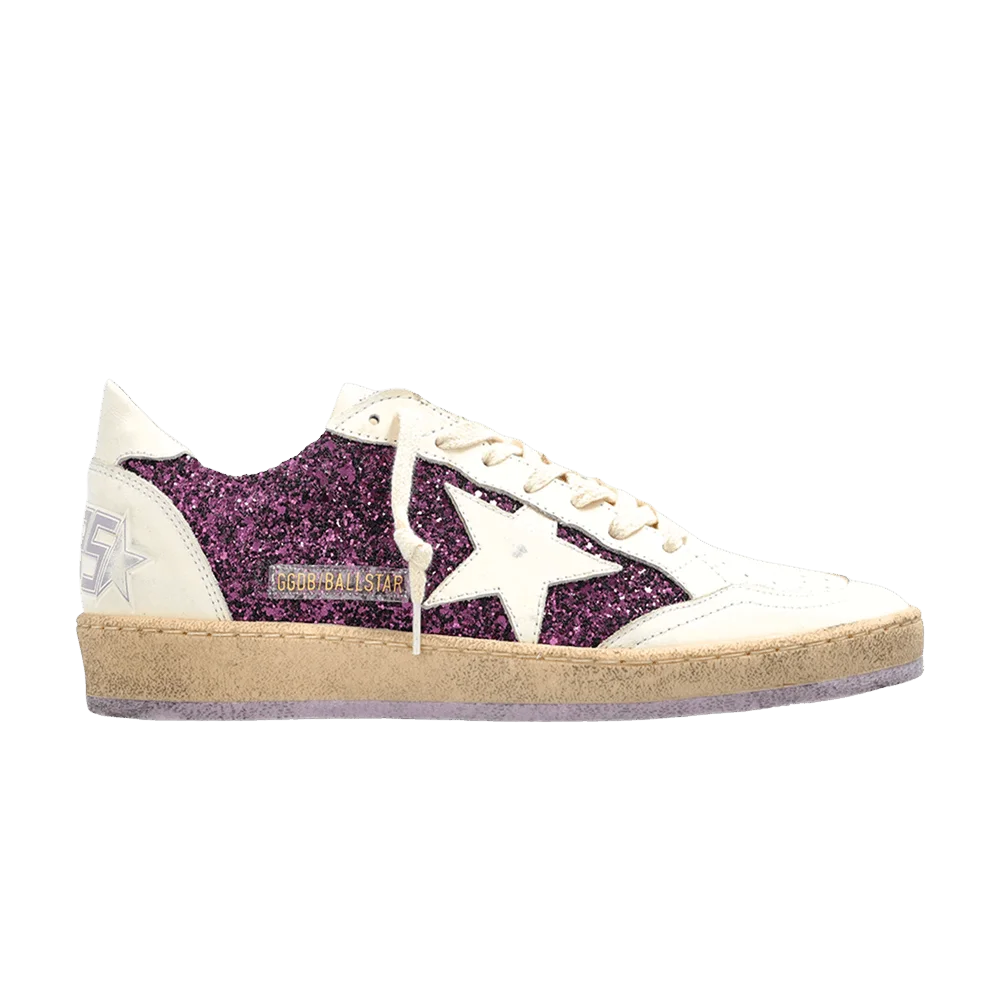 Krossovki-Golden-Goose-Wmns-Ball-Star-Glitter-Purple-White