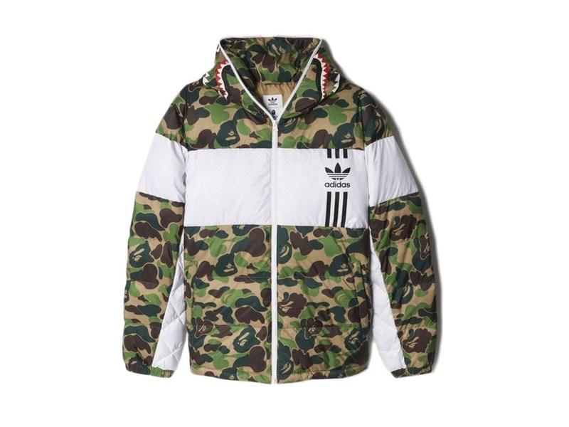 Куртка BAPE x adidas ABC Camo Firebird Shark Puffer Jacket Green