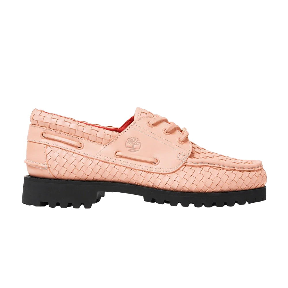 Krossovki-Supreme-x-Timberland-3-Eye-Classic-Lug-Pink-Woven-Leather