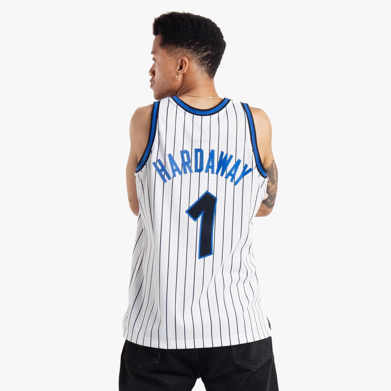 Баскетбольная джерси 1993-94 Orlando Magic Penny Hardaway #1 Swingman Hardwood Classics White Pinstripes Jersey