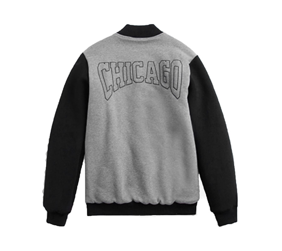 Бомбер 2020 NBA Chicago Bulls Mens Bomber Grey Black